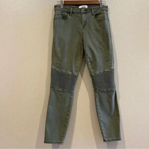 Anthropologie Pistola Olive Green Audrey Moto Skinny Jeggings‎ pants Size 28